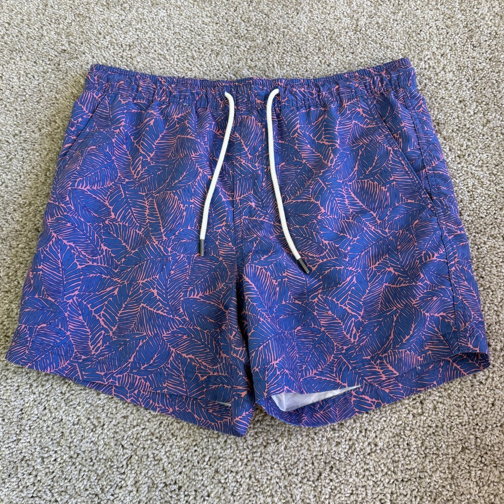 American Eagle Swim Shorts Mens Small Blue Tropical Floral Leaf Trunks Beach